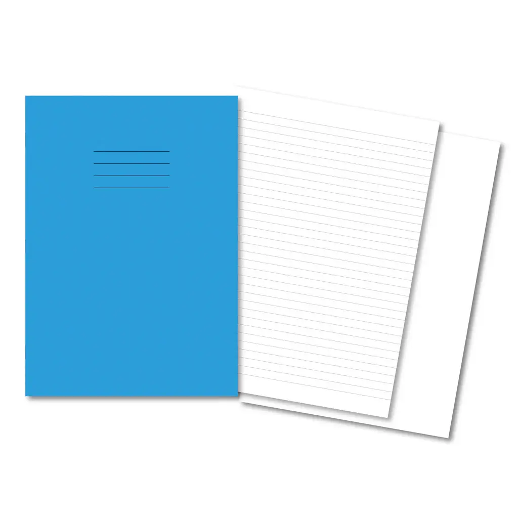 LIGHT BLUE Exercise  Books A4 64 Pages 8mm Feint / Plain Alternate