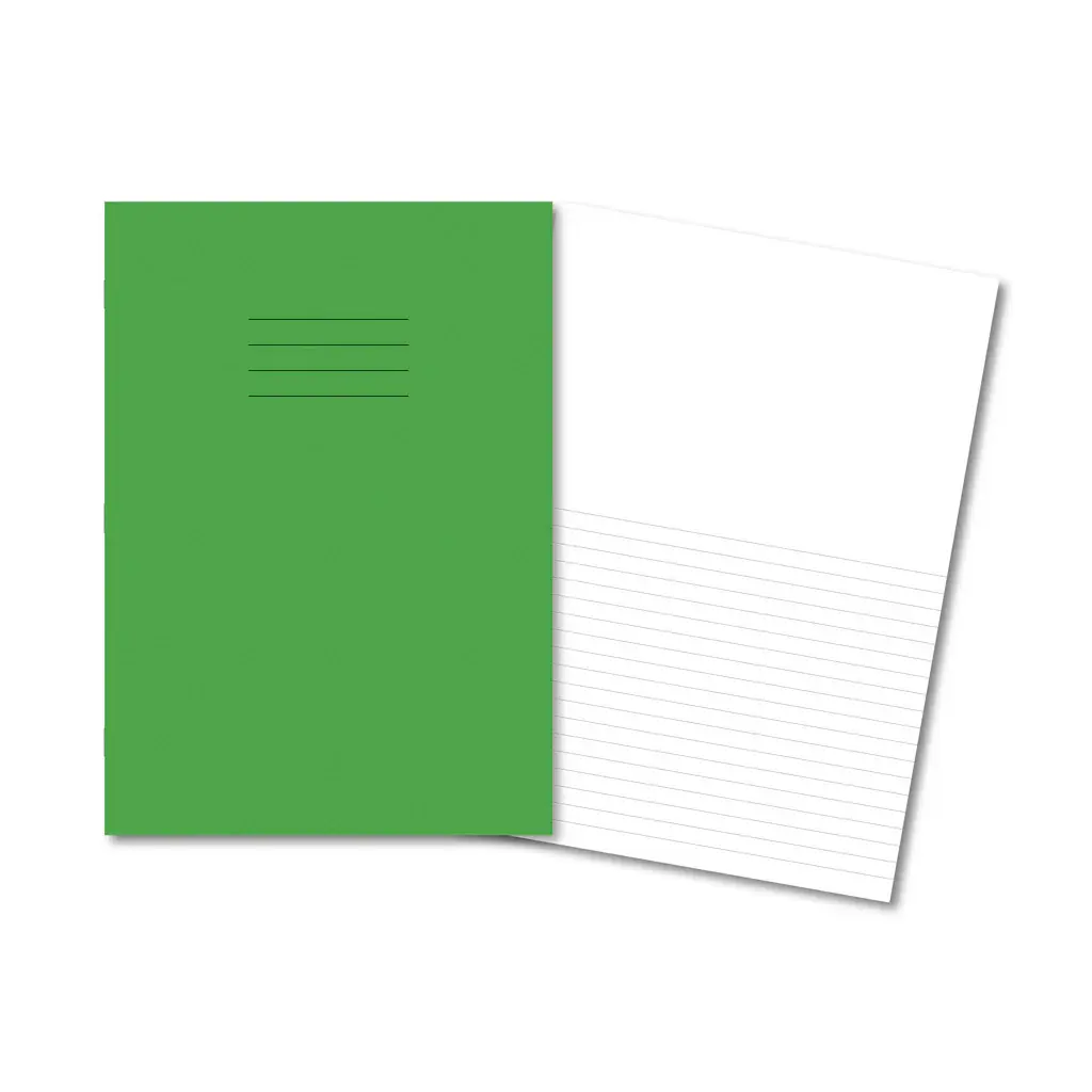 A4 LIGHT GREEN PLAIN TOP / 8mm BOTTOM 32 Page Exercise Book