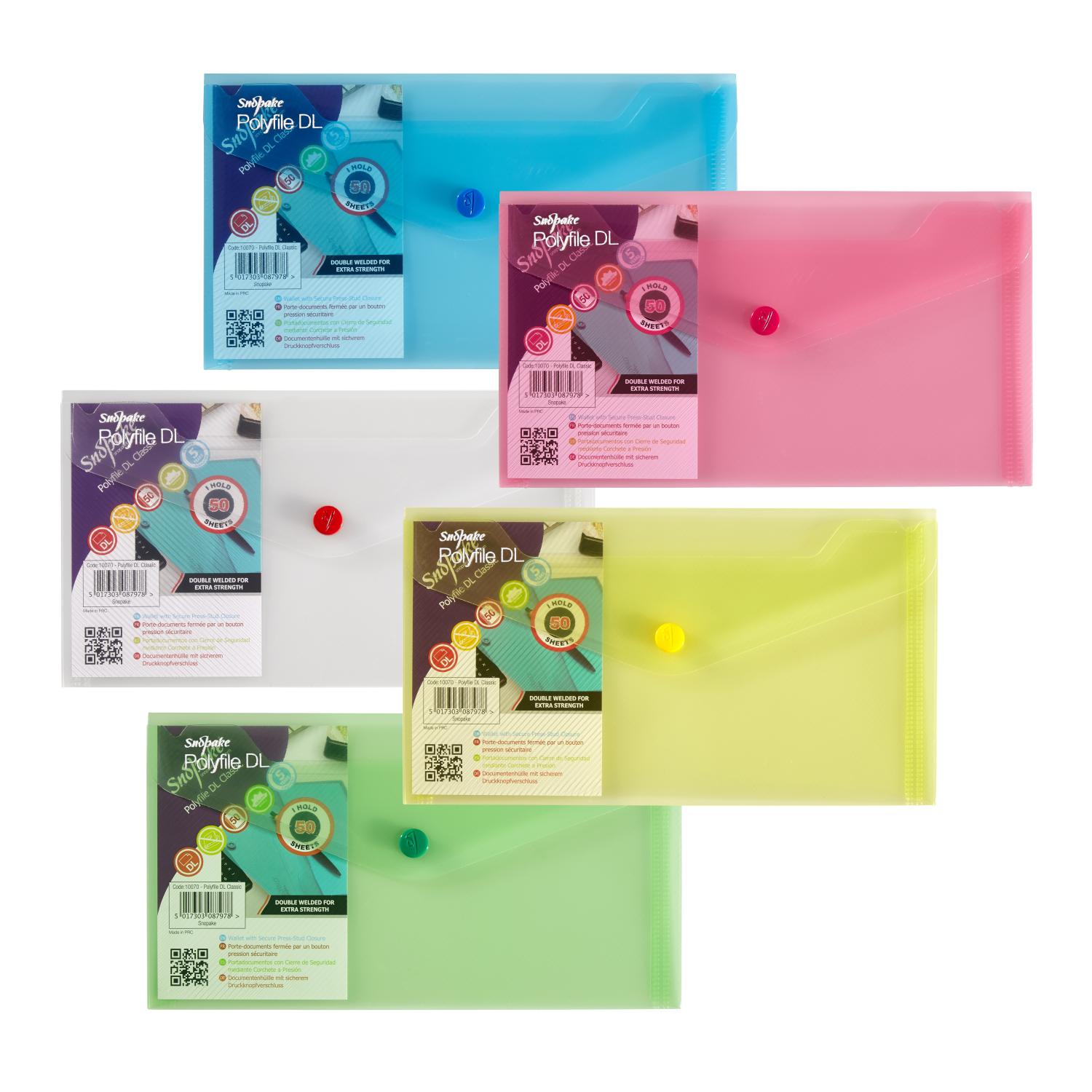 Snopake Polyfiles DL (225mm x 125mm) Classic Assorted