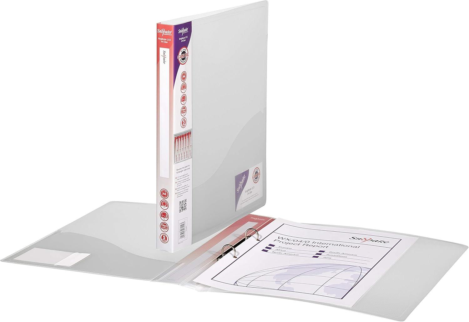 Snopake Ring Binder A4 2 O Ring 15mm Clear