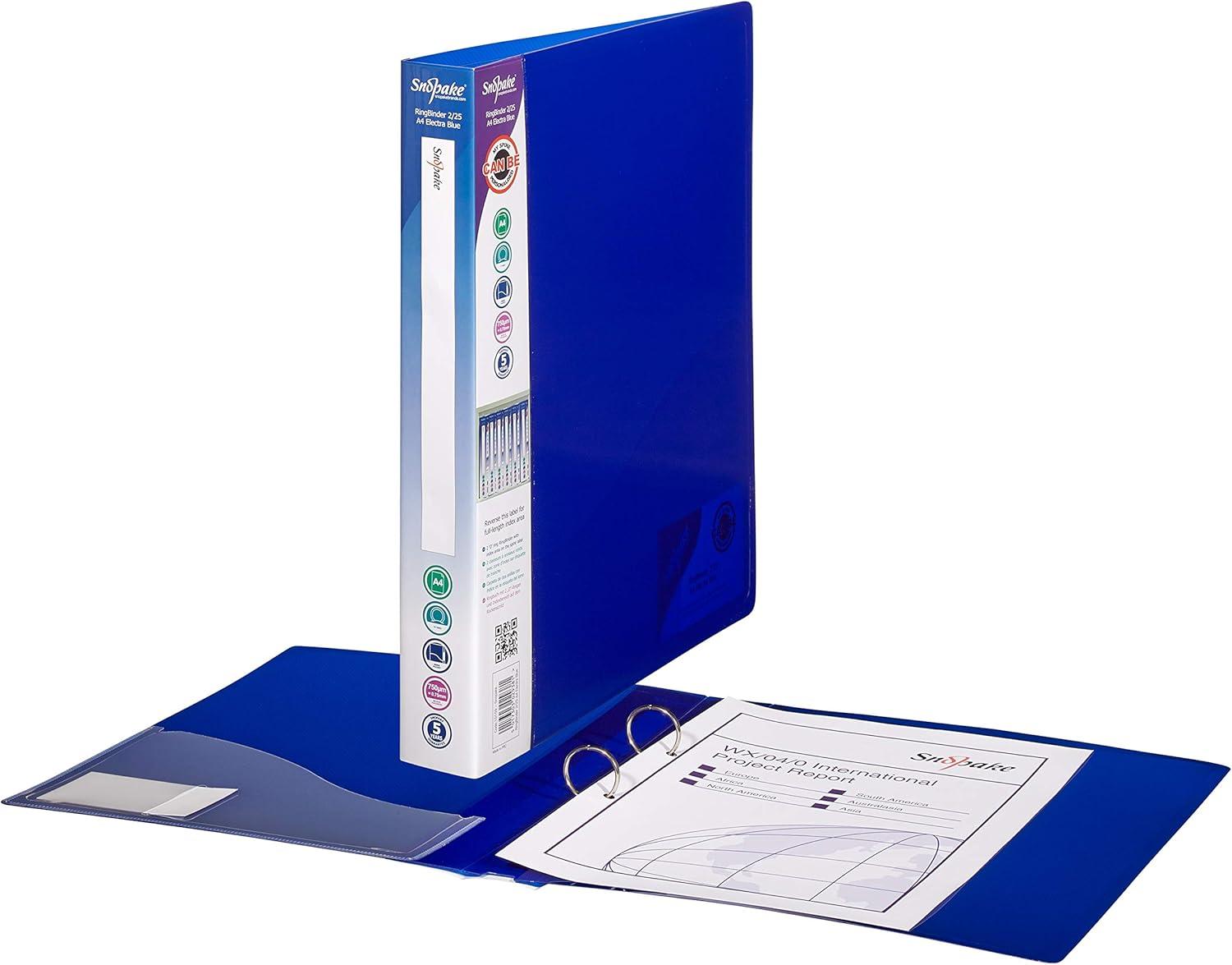 Snopake Ring Binders A4  2 O Ring 25mm Electra Blue