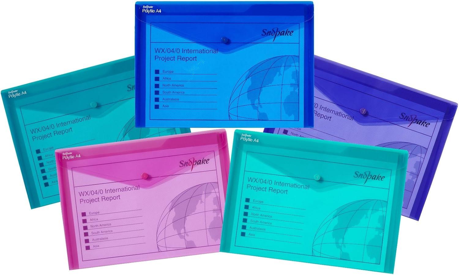 Snopake Twin Pocket Polyfile A4 Assorted Electra Colours