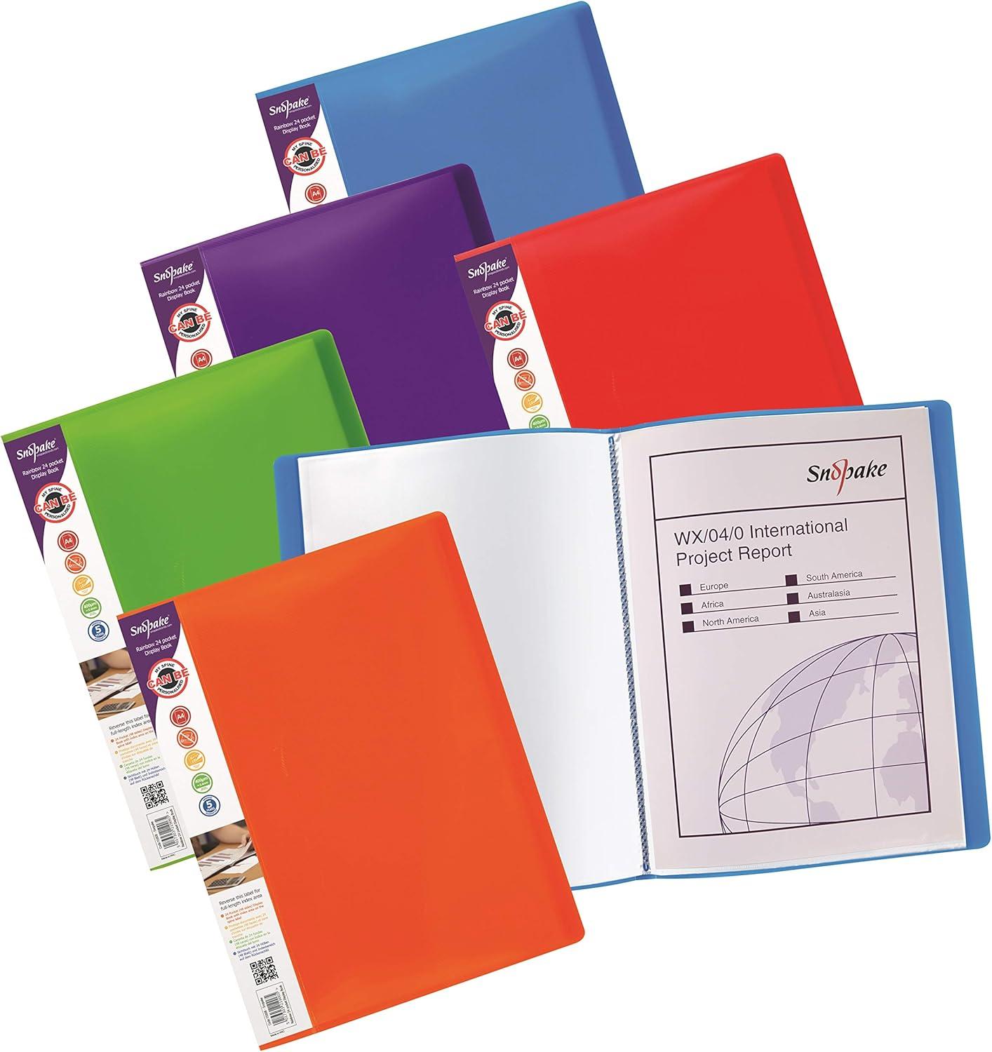Snopake Display Book A4 24 Pocket Rainbow Colours Assorted