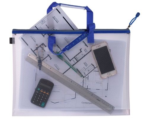 Eva Mesh Project Bag A4++ (405mm x 280mm) Blue Zip & Handle