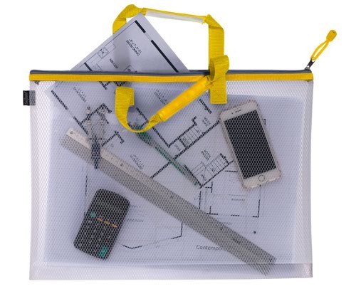 Eva Mesh Project Bag A3 (480mm x 350mm) Yellow Zip & Handle