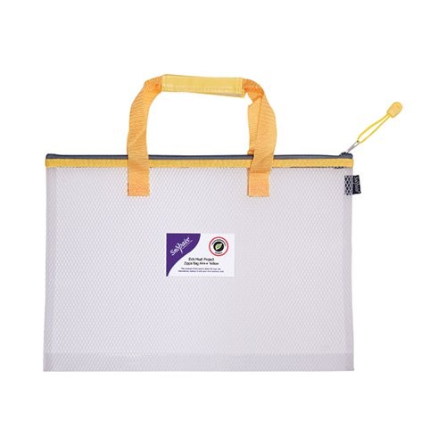 Eva Mesh Project Bag A3 (480mm x 350mm) Yellow Zip & Handle