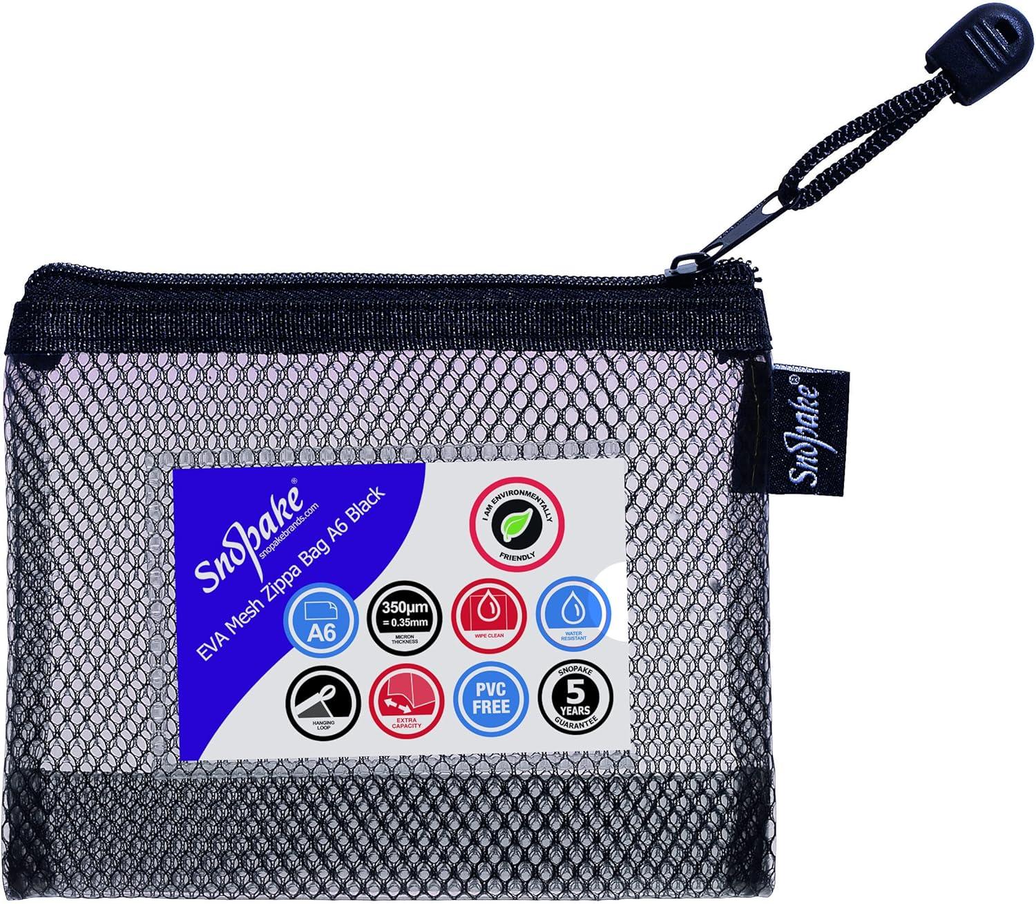 Snopake Eva High Capacity Black Mesh Zippa Bag A6 (150mm x 120mm )