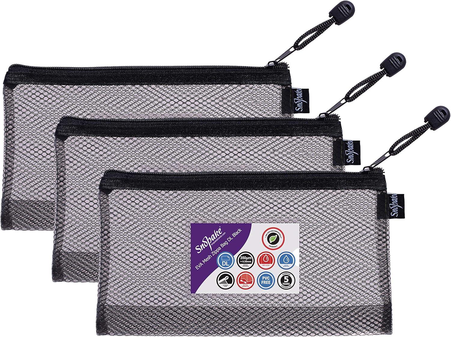 Snopake Eva High Capacity Black Mesh Zippa Bag DL ( 240mm x 130mm )