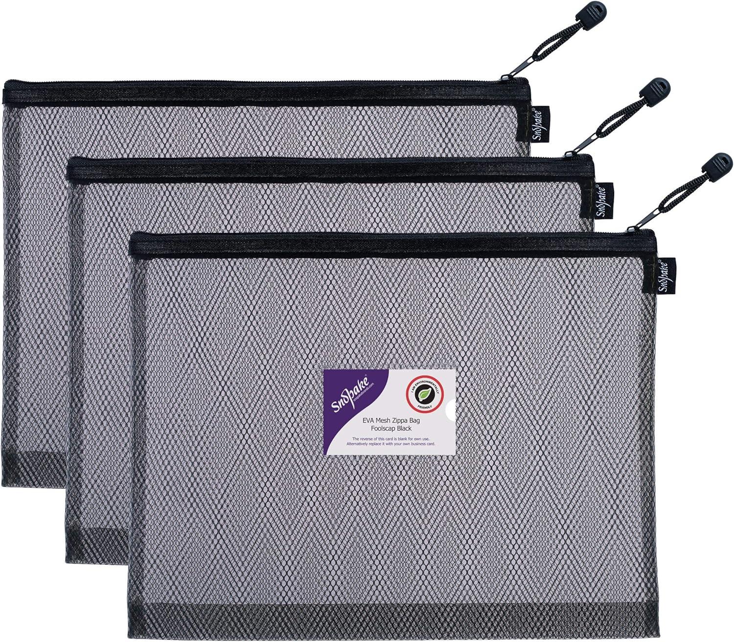 Snopake Eva High Capacity Black Mesh Zippa Bag Foolscap ( 360mm x 275mm )