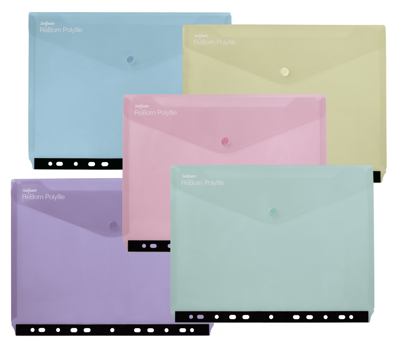 Snopake Reborn 100% Recycled A4 Polyfile Ringbinder Popper Wallets Assorted Pastel Colours