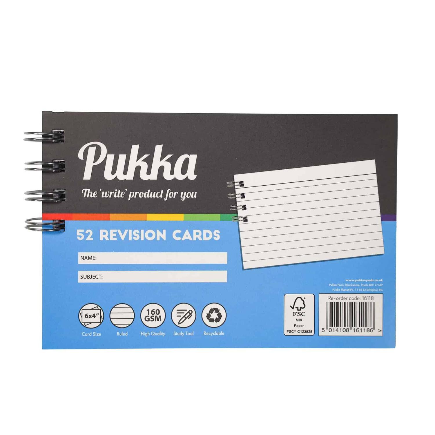 Pukka Ruled Revision Cards 6 x 4 52 Cards Per Pad