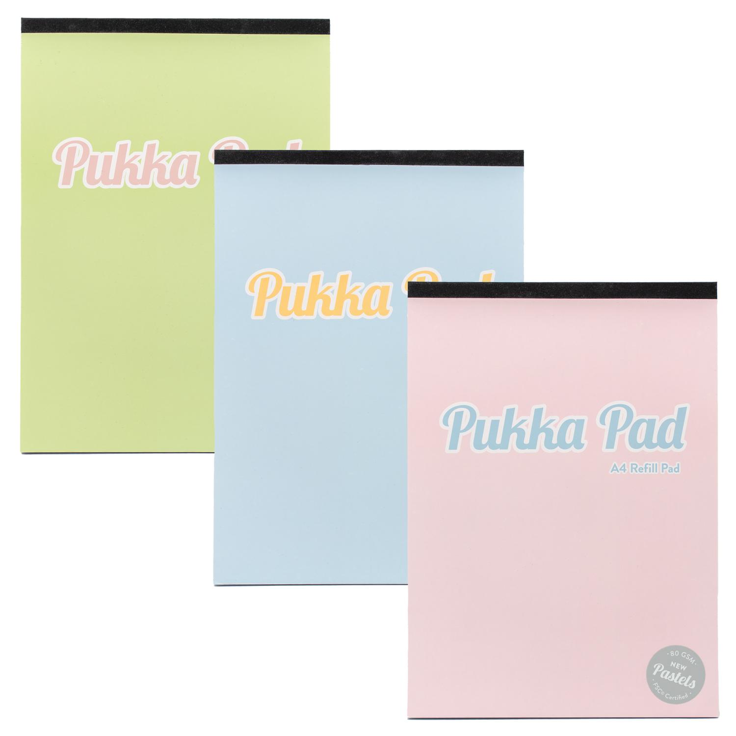 Pukka Refill Pad A4 160 Pages Top Bound Fient  Margin Assorted Pastel Colours