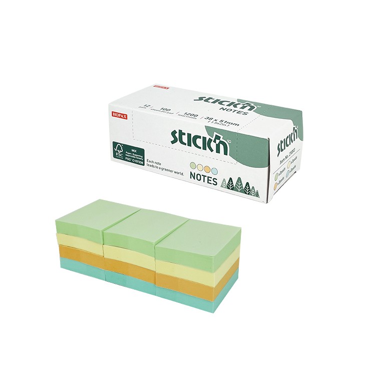 FSC 38x51mm 100 sheets Assorted Pastel Colour Pack 12s