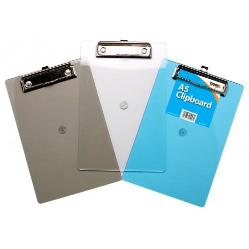 Tiger Moulded Plastic A5 Clipboards Assorted Colours