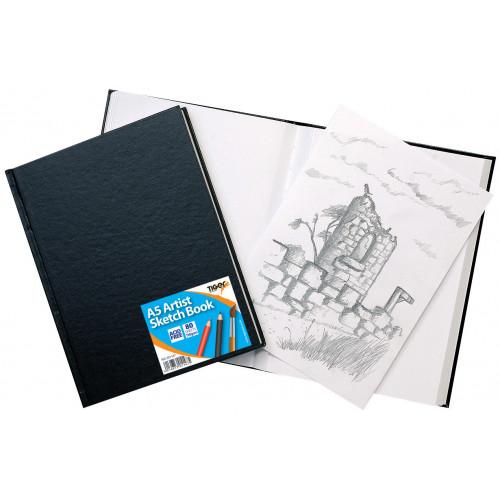 Tiger Casebound Sketch Book A5 110gsm 80 Sheets Perforated