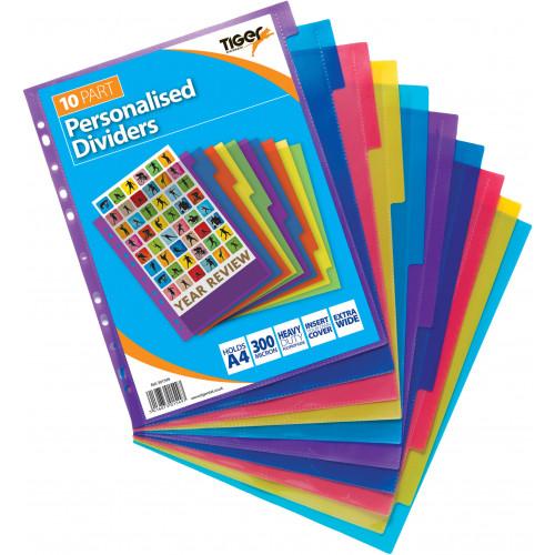 Tiger Polypropylene Presentation Dividers A4 Extra Wide 10 Part