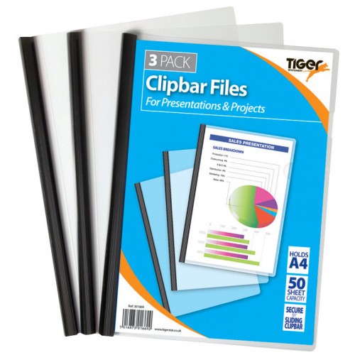 Tiger Clipbar Files A4 Black