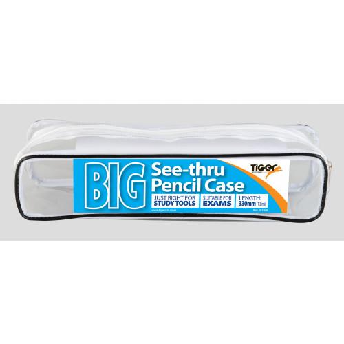 Tiger Large Rectangular Pencil Case 330mm x 130mm Clear
