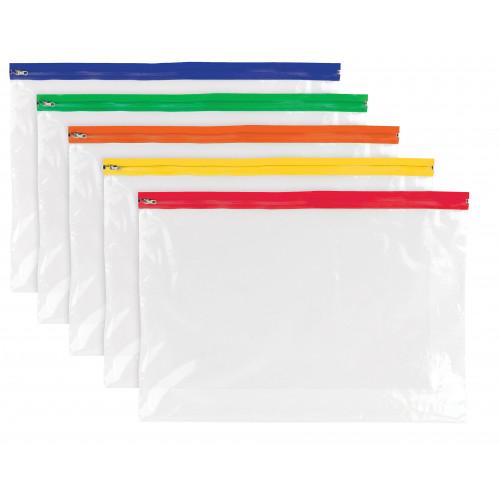 Tiger Polythene Zippy Bags A3 Assorted Colours