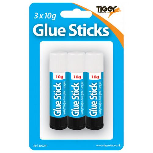 Tiger PVA Glue Sticks 10g Blister Card of 3