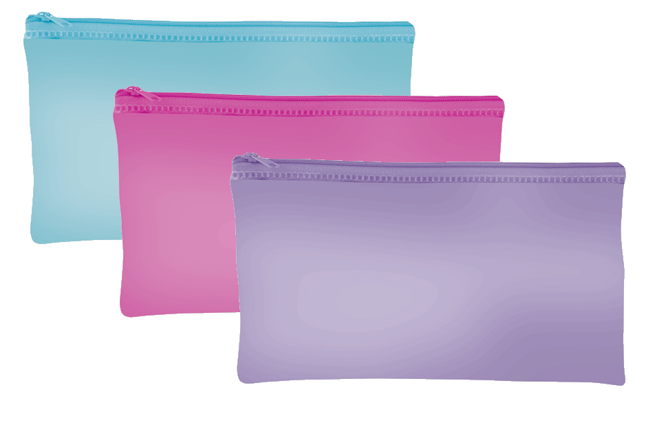 Tiger PVC Pencil Cases 230mm x 150mm Pastel Colours Assorted