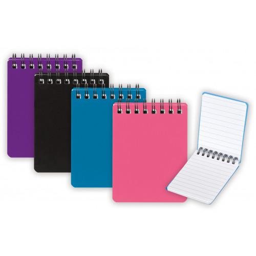 Tiger Polypropylene Twin Wire Notebooks A7 Feint Ruled Assorted Colours