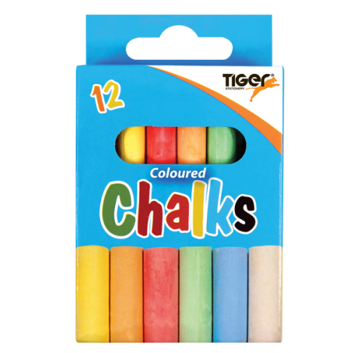 Tiger Assorted Chalk Packs of 12 Sticks