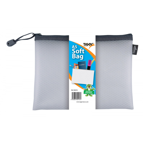 Tiger Soft Touch Zip Wallets A5 White