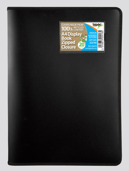 Tiger Zipped Display Book A4 40 Pockets