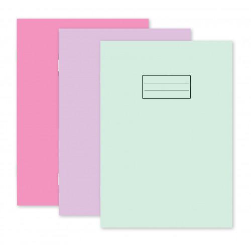 Tiger Exercise Books A4 40 Sheets 8mm Feint & Margin Assorted Pastel Colours