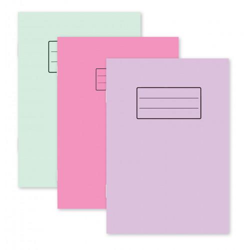 Tiger Exercise Books A5 40 Sheets 8mm Feint & Margin Assorted Pastel Colours