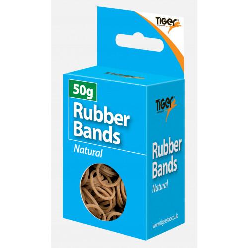 Tiger Rubber Bands Natural Assorted Sizes 50g