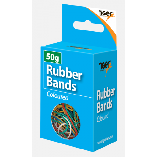 Tiger Rubber Bands Assorted Colours And Sizes 50g