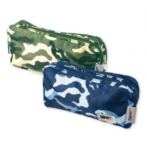 Tiger Pencil Cases 210mm x 110mm x 80mm Camoflage Double Compartment