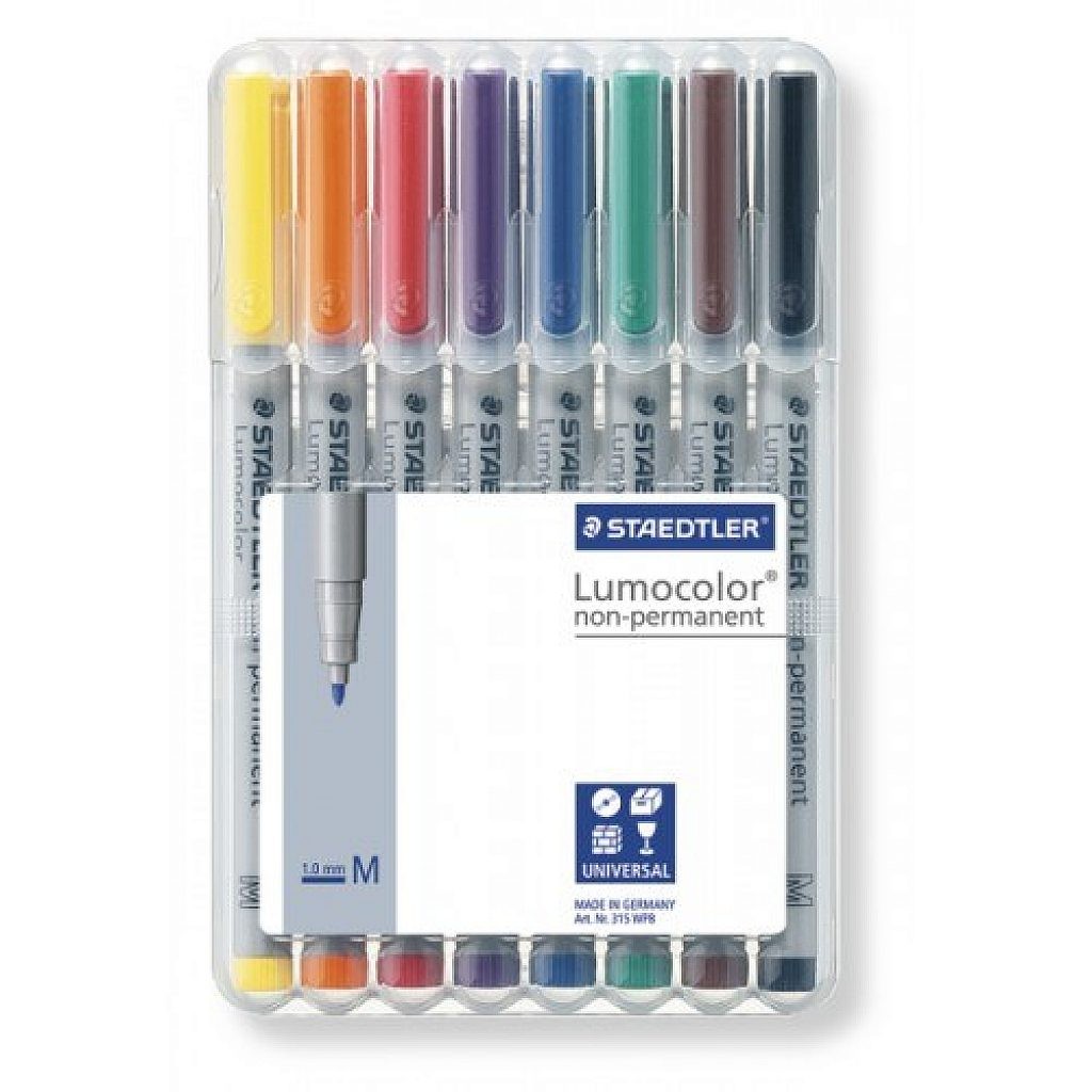 Staedtler Assorted 8s Lumocolour OHP Medium Non Permanent Pens