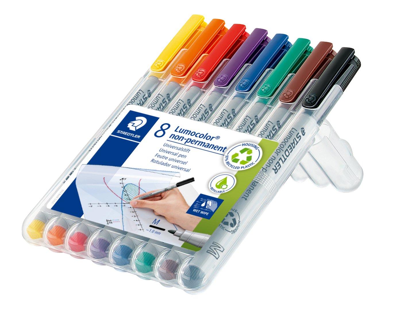 Staedtler Assorted 8s Lumocolour OHP Medium Non Permanent Pens