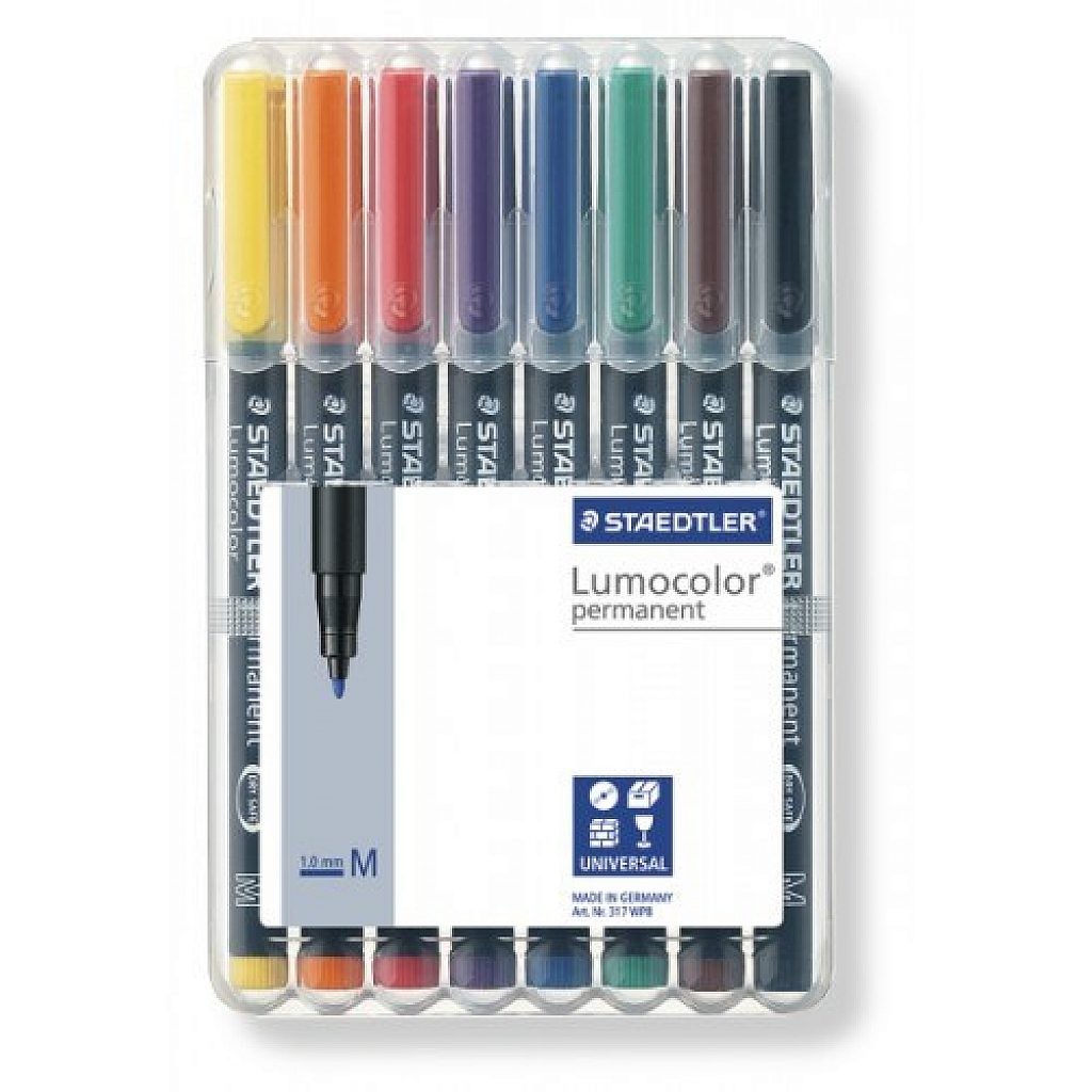 Staedtler Assorted 8s Lumocolour OHP Medium Permanent Pens