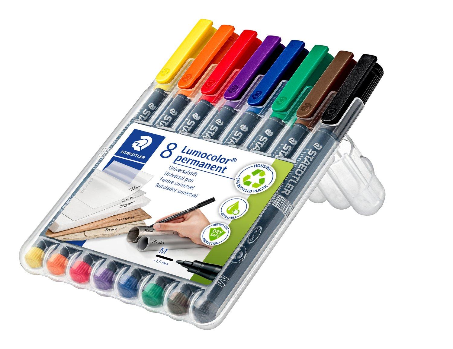 Staedtler Assorted 8s Lumocolour OHP Medium Permanent Pens
