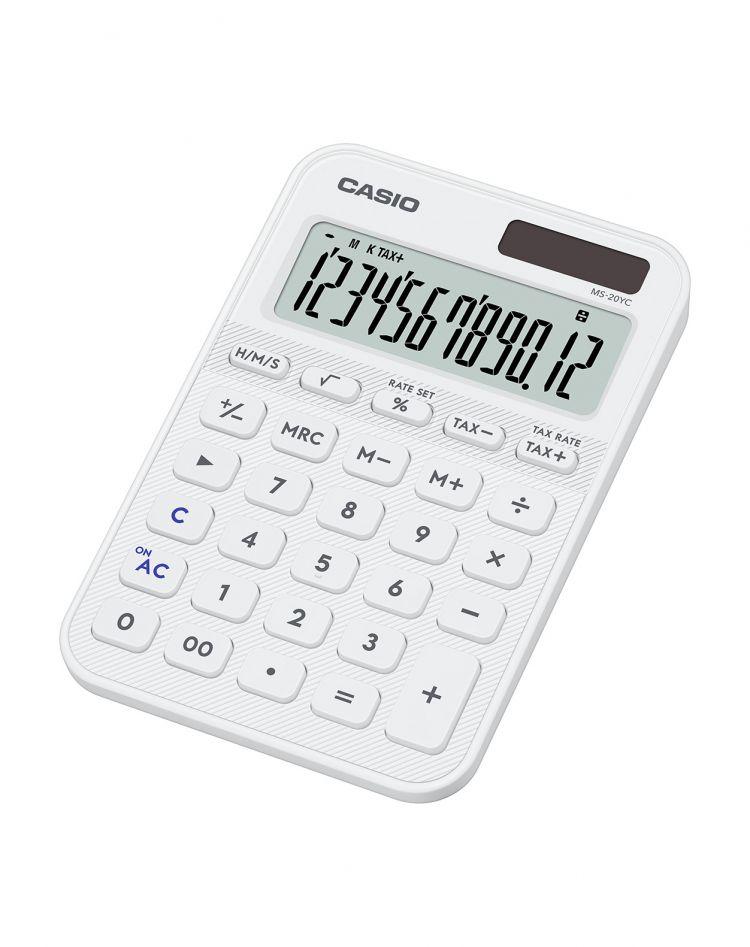Casio Small Desk Calculator 12 Digit MS-20YC White