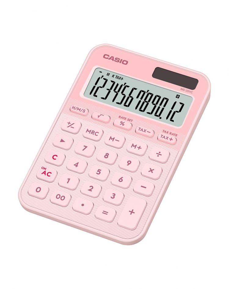 Casio Small Desk Calculator 12 Digit MS-20YC Pink