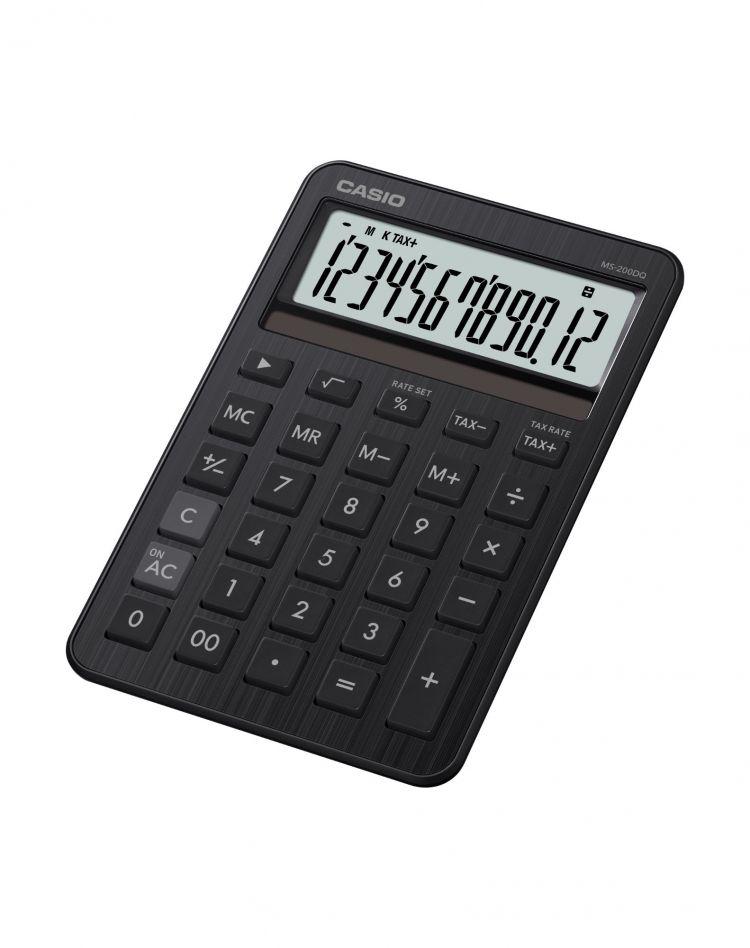 Casio 12 Digit Mini Desk Calculator Black MS-200DQ