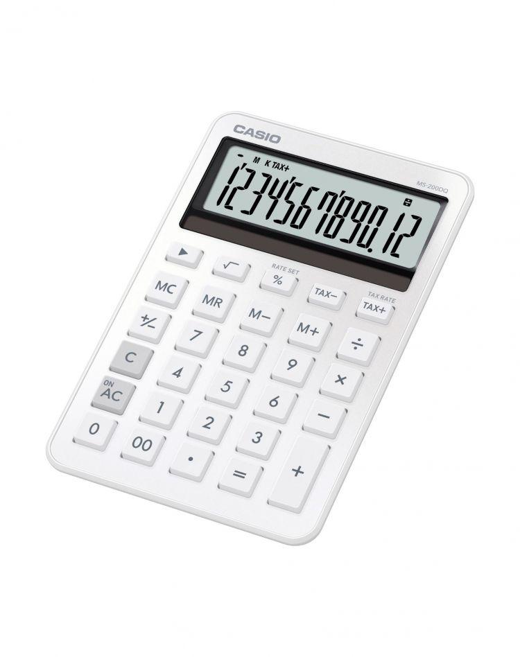 Casio 12 Digit Mini Desk Calculator White MS-200DQ