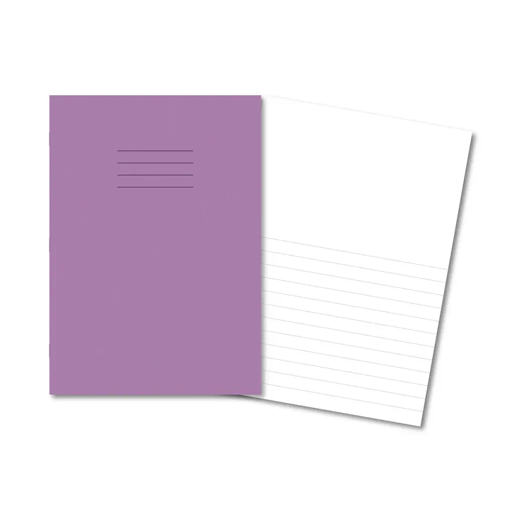 A4 PURPLE PLAIN TOP / 13mm BOTTOM 32 Page Exercise Book