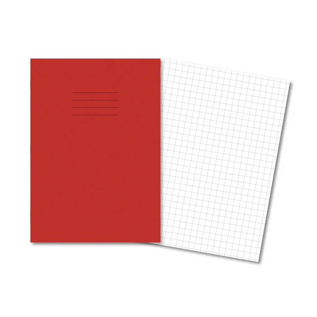 RED Exercise Books A4 80 Pages 10mm Squares