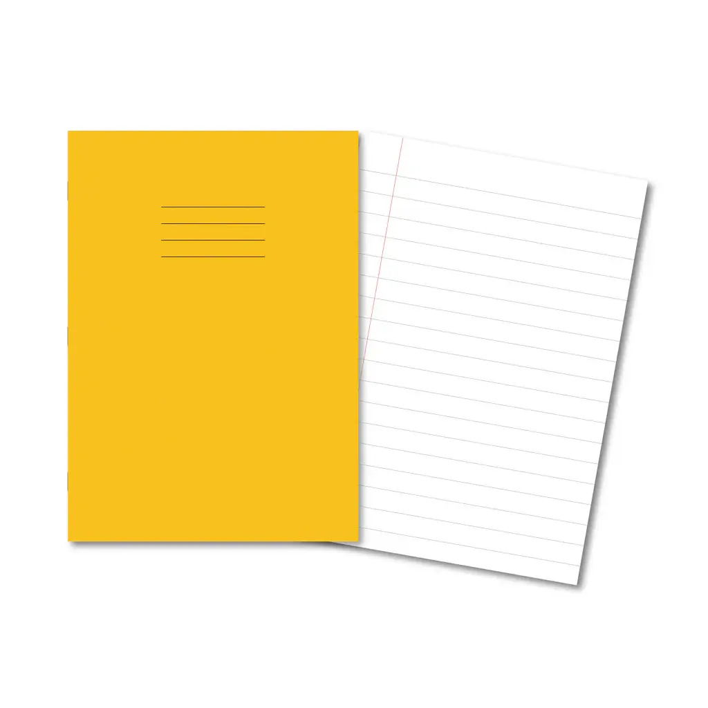 A4 YELLOW 15mm ruled and margin 64 Page Exercise Book