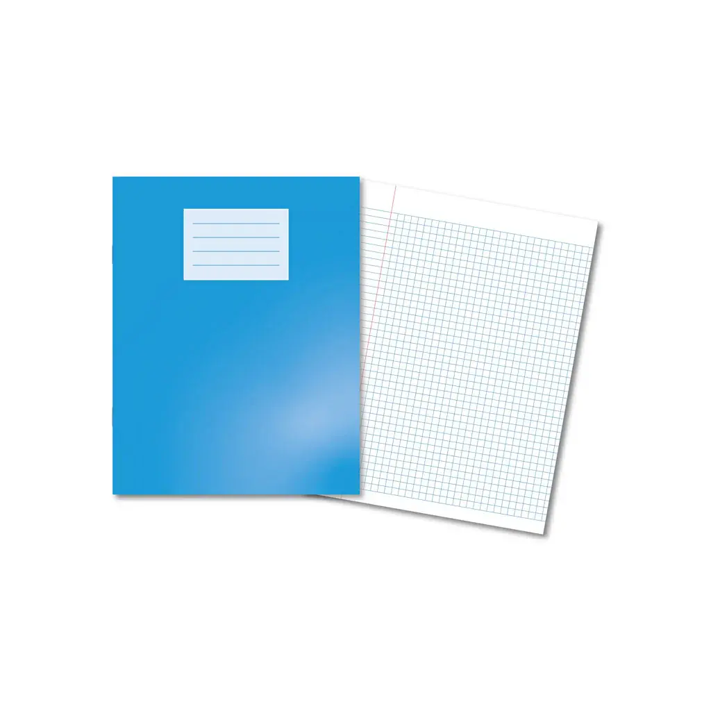 LIGHT BLUE Oxford Laminated Exercise Book  9 X 7  5mm Squared and margin 80 Page