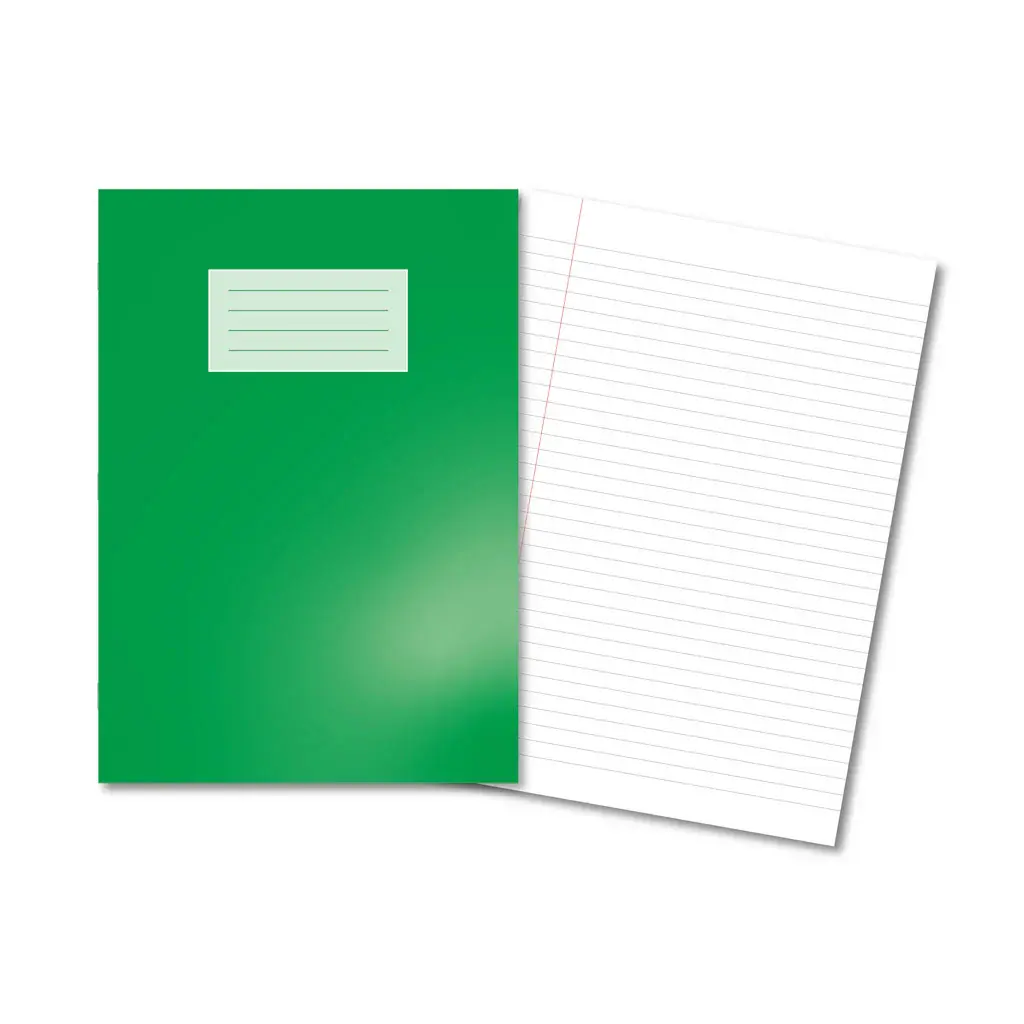 DARK GREEN Oxford Laminated Exercise Book  A4 8mm ruled and margin 80 Page
