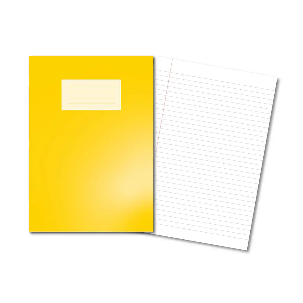 YELLOW Oxford Laminated Exercise Book  A4 8mm ruled and margin 80 Page