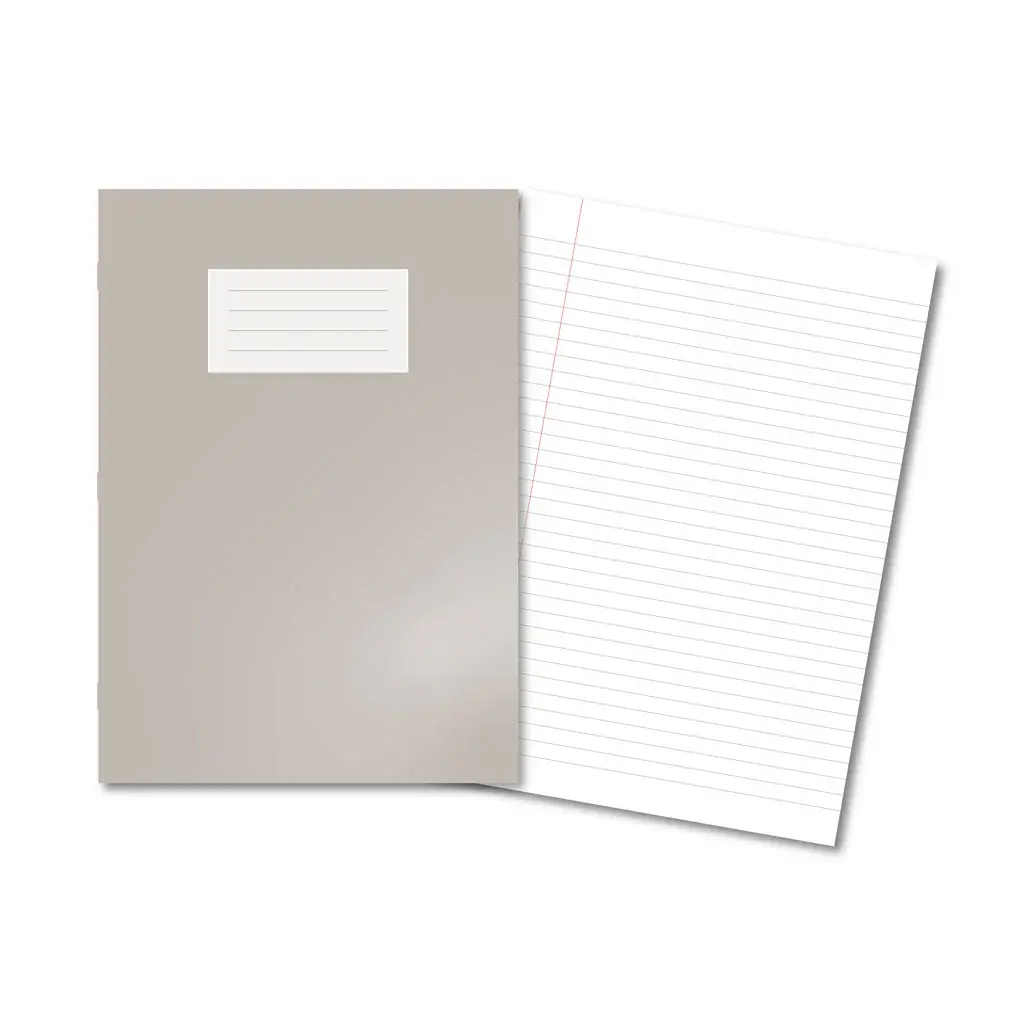 GREY Oxford Laminated Exercise Book  A4 8mm ruled and margin 80 Page