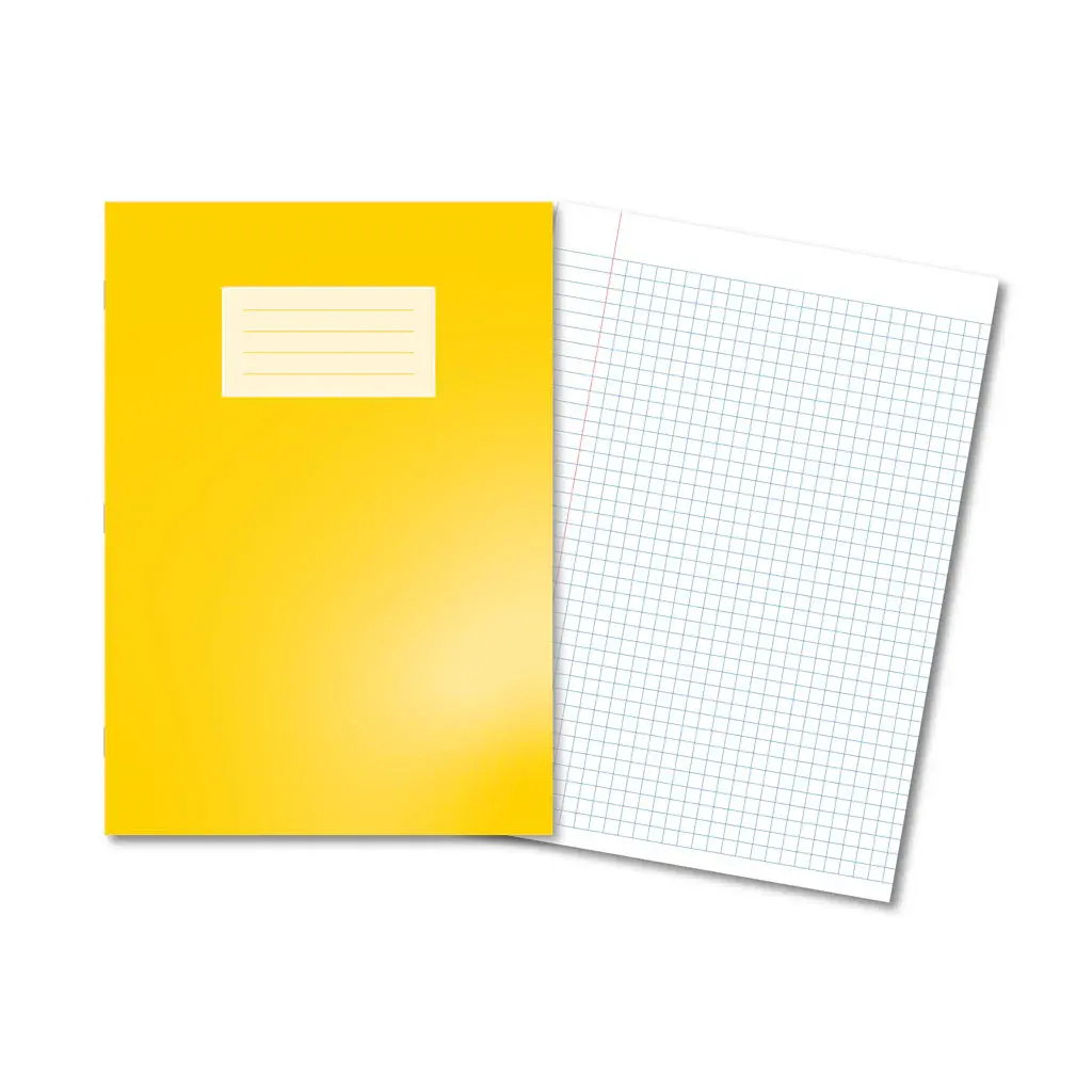 YELLOW Oxford Laminated Exercise Book  A4 7mm Squared and margin 80 Pages